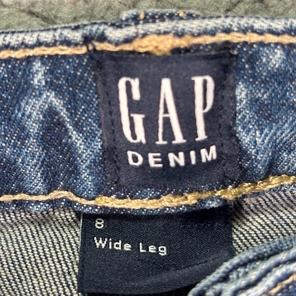 Gap‎ High Rise Wide Leg Baggy Jeans Blue Size 8 Girls Ankle Length NWT